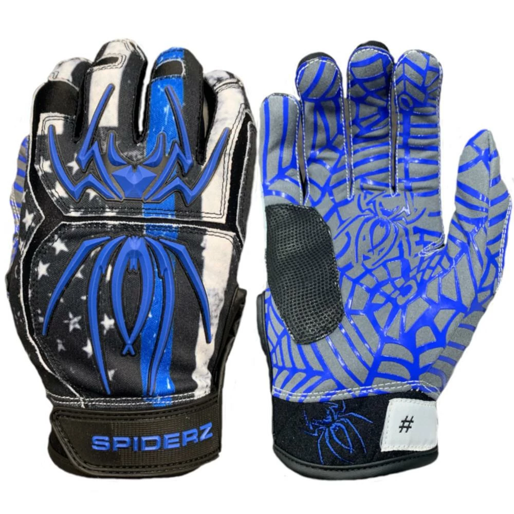 2022 Spiderz HYBRID Batting Gloves: Blue Line
