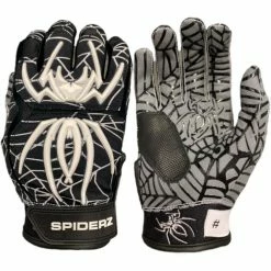 2020 Spiderz HYBRID Batting Gloves: Black/White/Silver