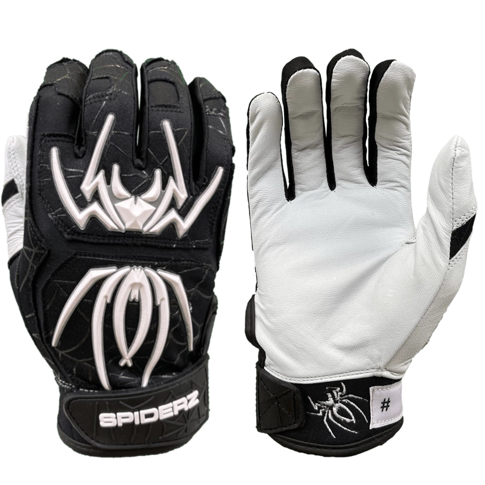 2022 Spiderz ENDITE Batting Gloves: Black And White