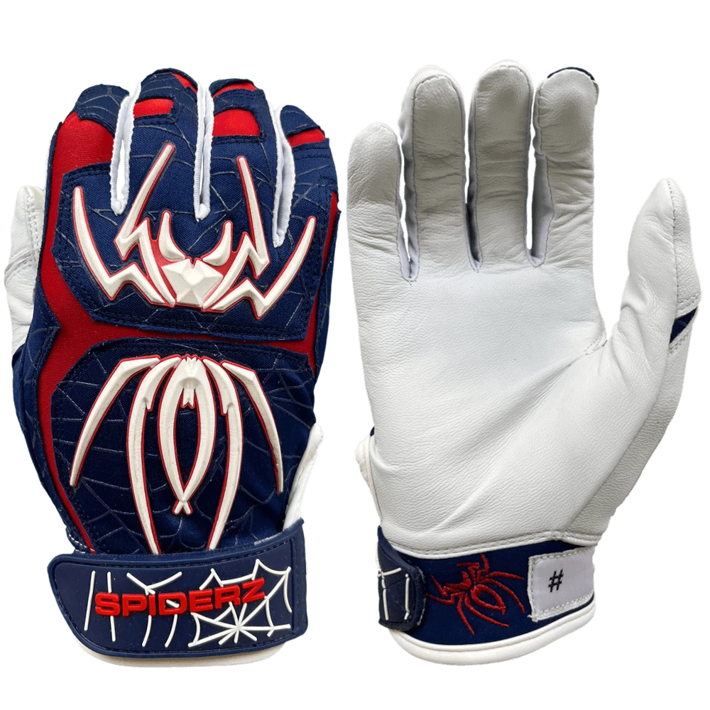 2022 Spiderz ENDITE Batting Gloves: Navy Blue/Red/White