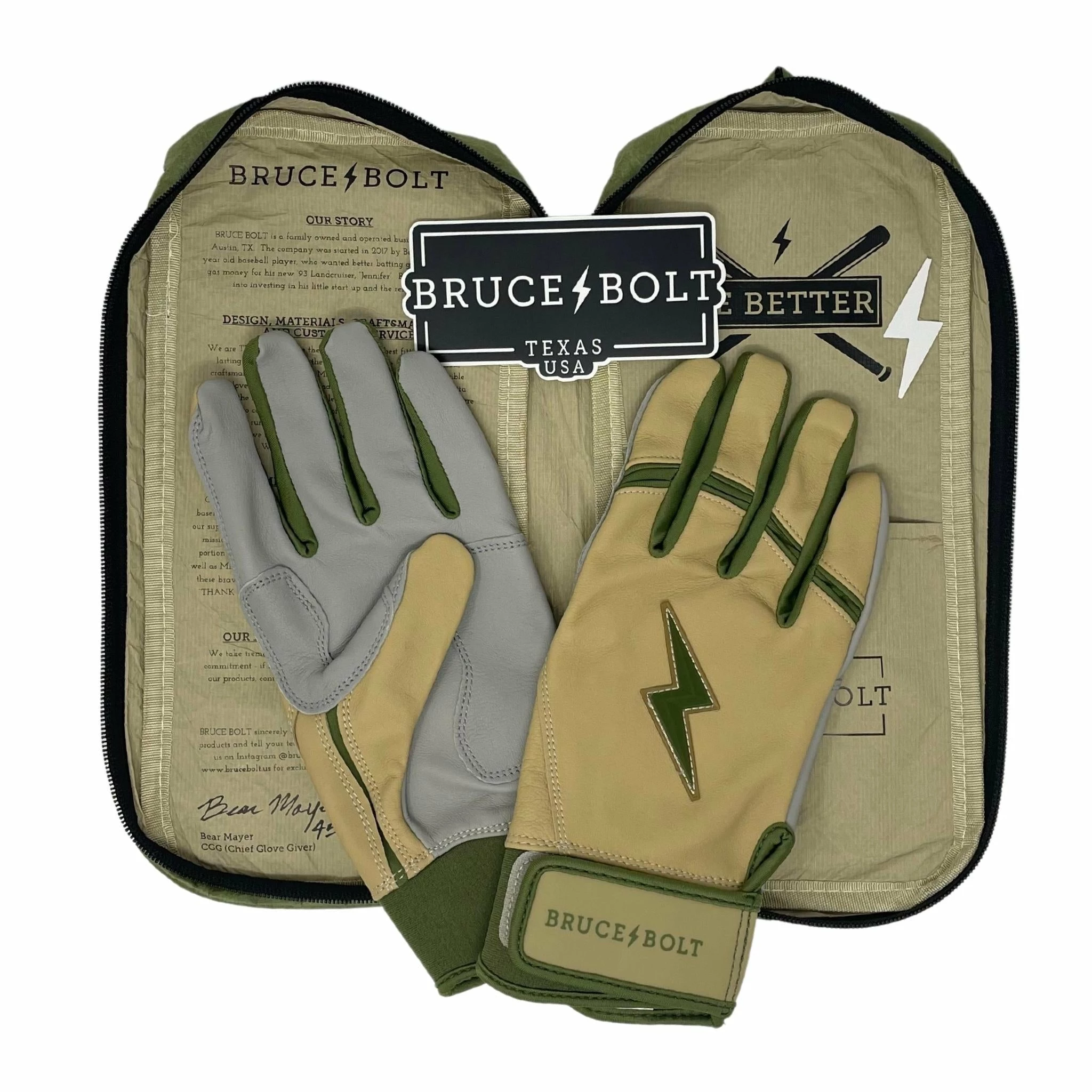 Bruce Bolt Premium Pro Military Series Short Cuff Batting Gloves: Beige - Image 5
