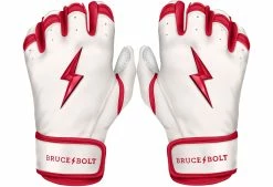 Bruce Bolt PREMIUM PRO BADER Series Short Cuff Batting Gloves: White