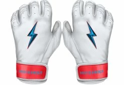 Bruce Bolt PREMIUM PRO BRINSON Series Short Cuff Batting Gloves: White