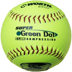 Worth 11" Super Green Dot WSL Slowpitch Softballs 47/400 (Dozen): YS11WSLC
