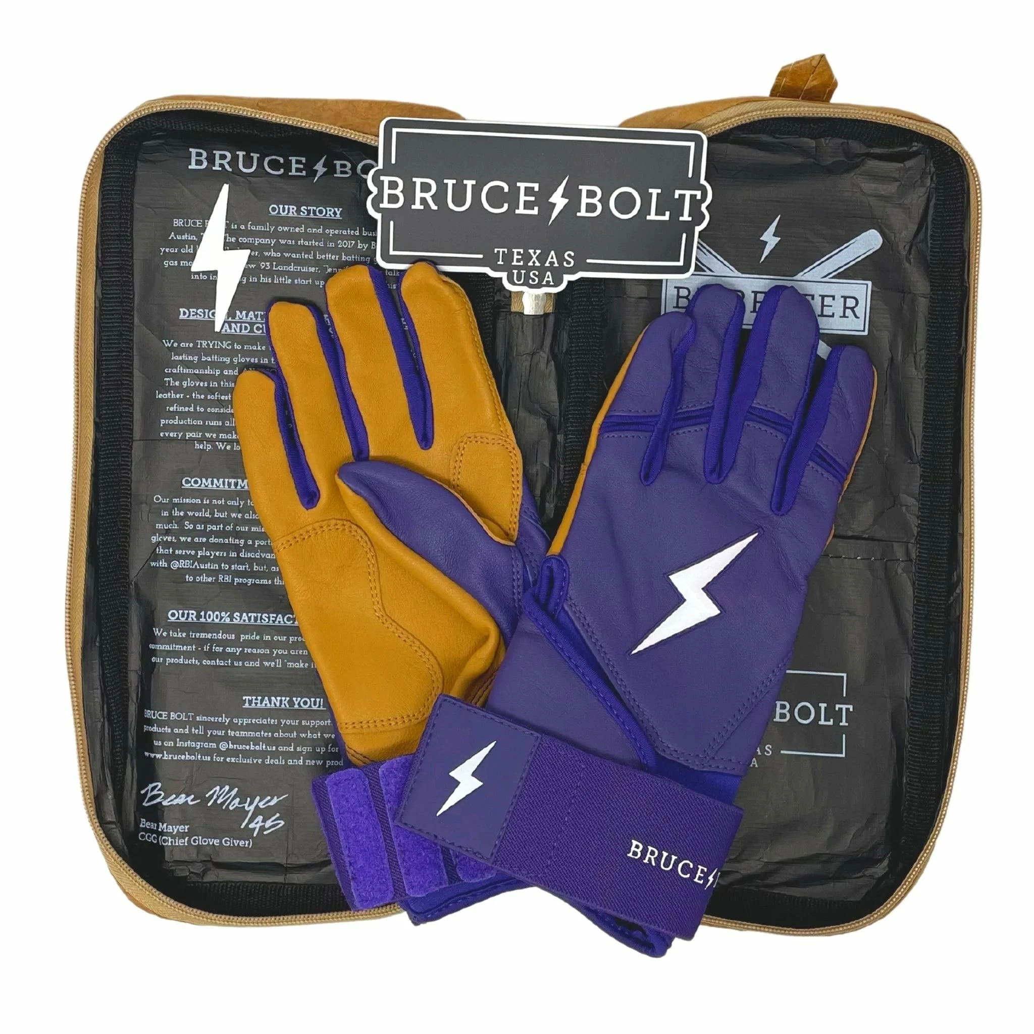 Bruce Bolt PREMIUM PRO Long Cuff Batting Gloves: Purple - Image 5