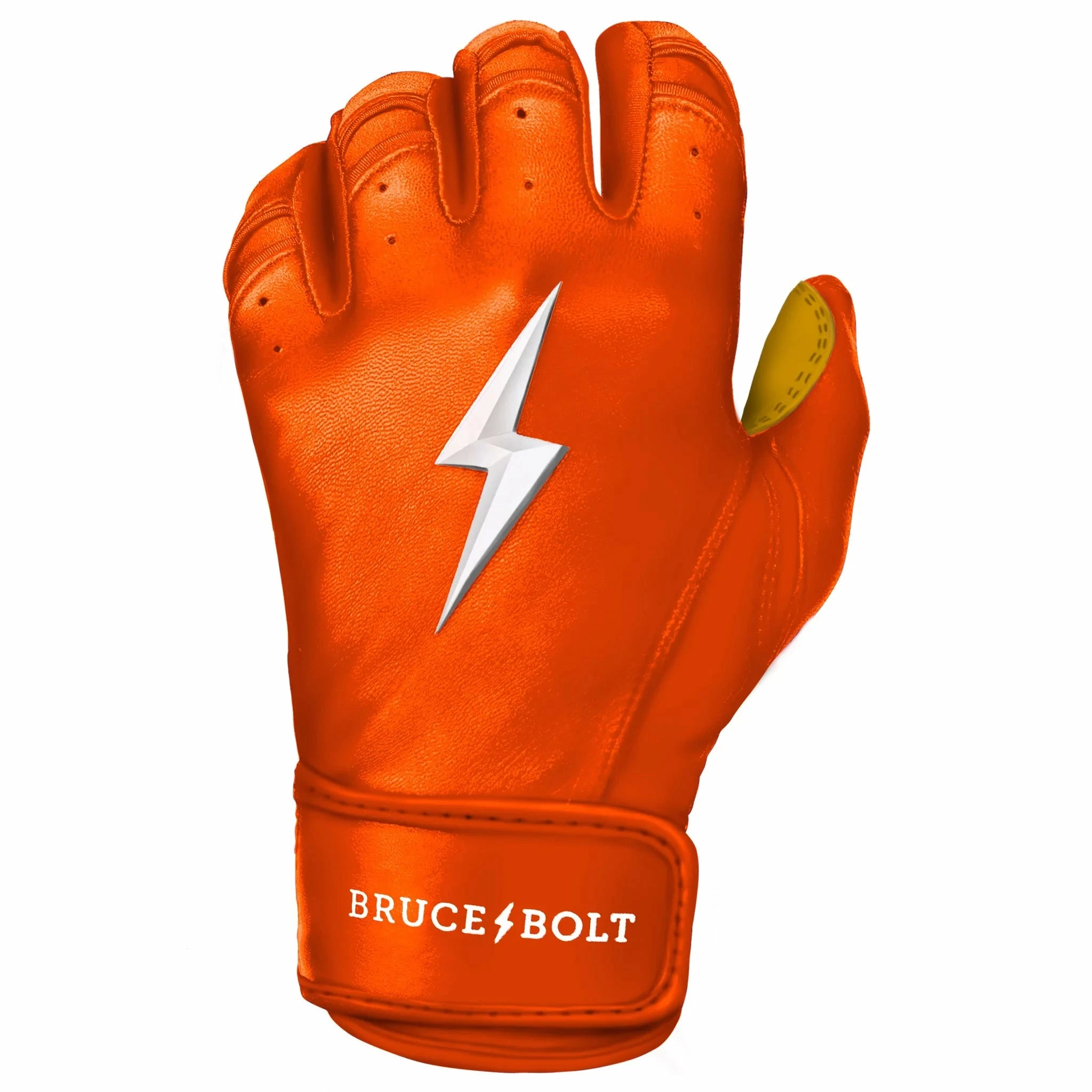 Bruce Bolt PREMIUM PRO Short Cuff Batting Gloves: Orange - Image 3