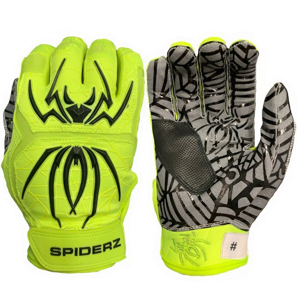 2022 Spiderz Hybrid Batting Gloves: Neon Yellow/Black