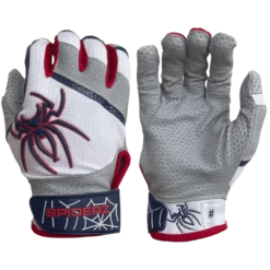 2022 Spiderz PRO Model Batting Gloves: White/Navy/Red