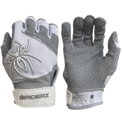 2022 Spiderz PRO Model Batting Gloves: White/Grey