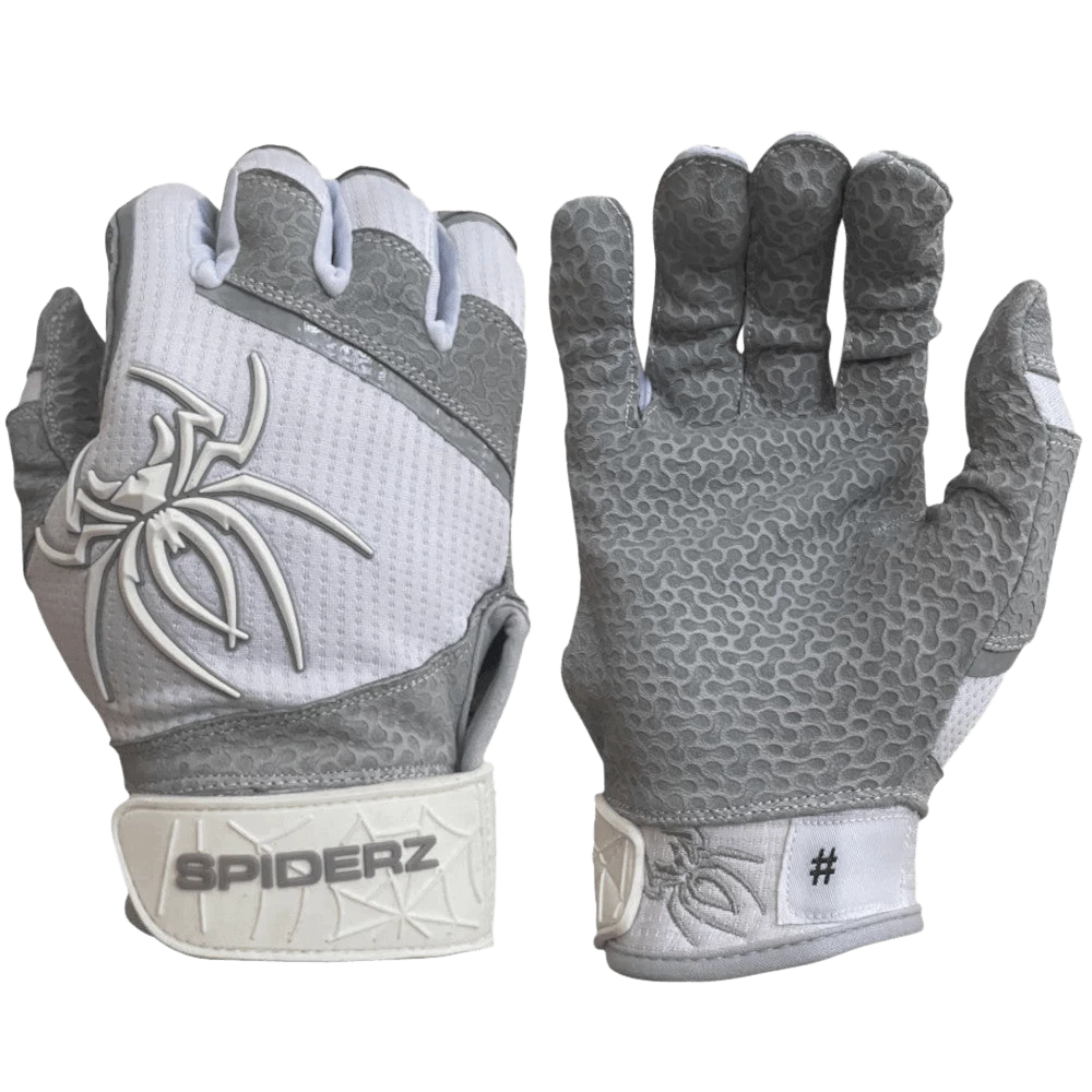 2022 Spiderz PRO Model Batting Gloves: White/Grey