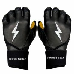 Bruce Bolt PREMIUM PRO Long Cuff Batting Gloves: Black