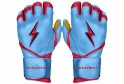 Bruce Bolt PREMIUM PRO BADER Series Long Cuff Batting Gloves: Baby Blue