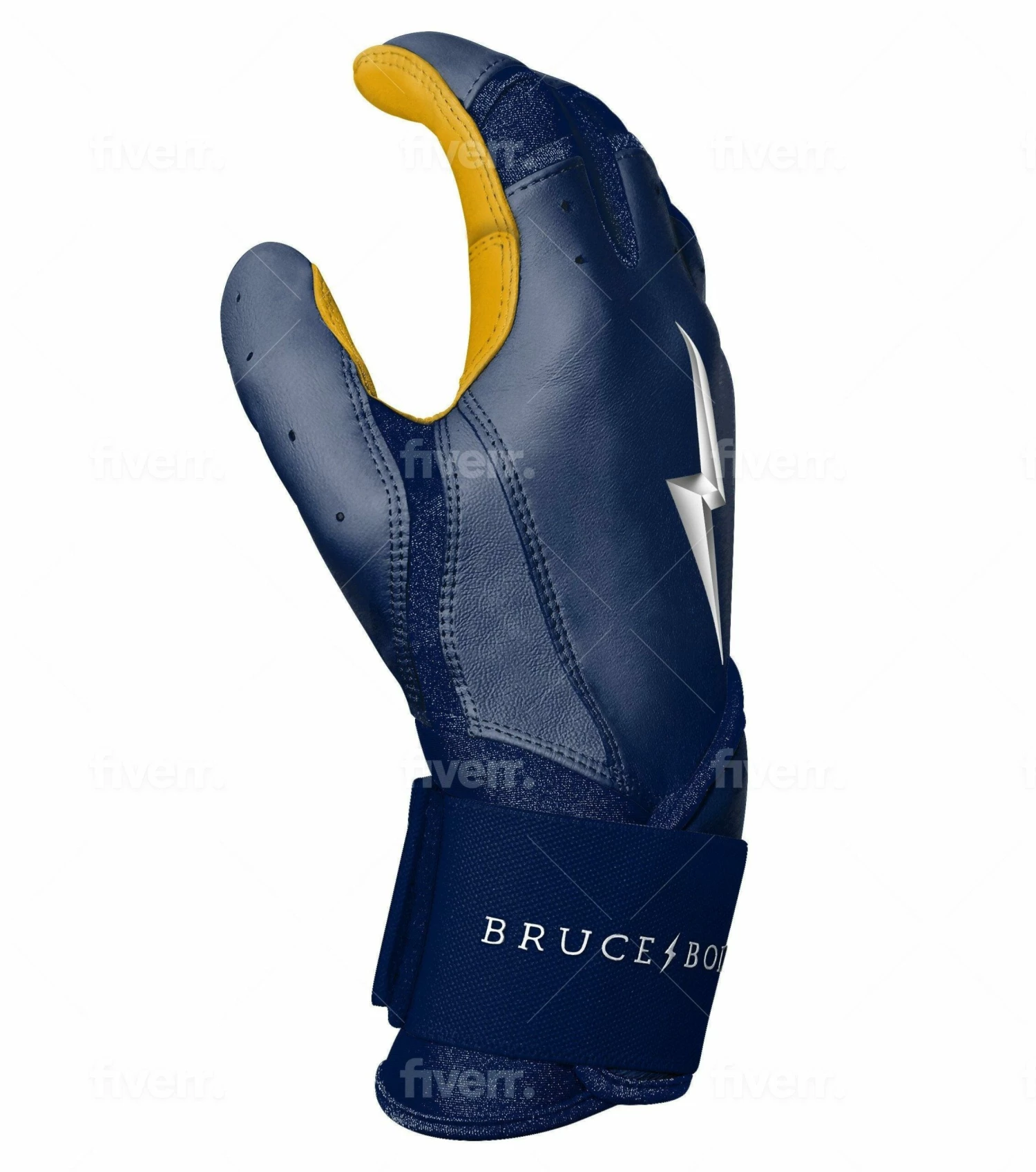 Bruce Bolt PREMIUM PRO Long Cuff Batting Gloves: Navy - Image 6