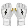 Bruce Bolt PREMIUM PRO Long Cuff Batting Gloves: White