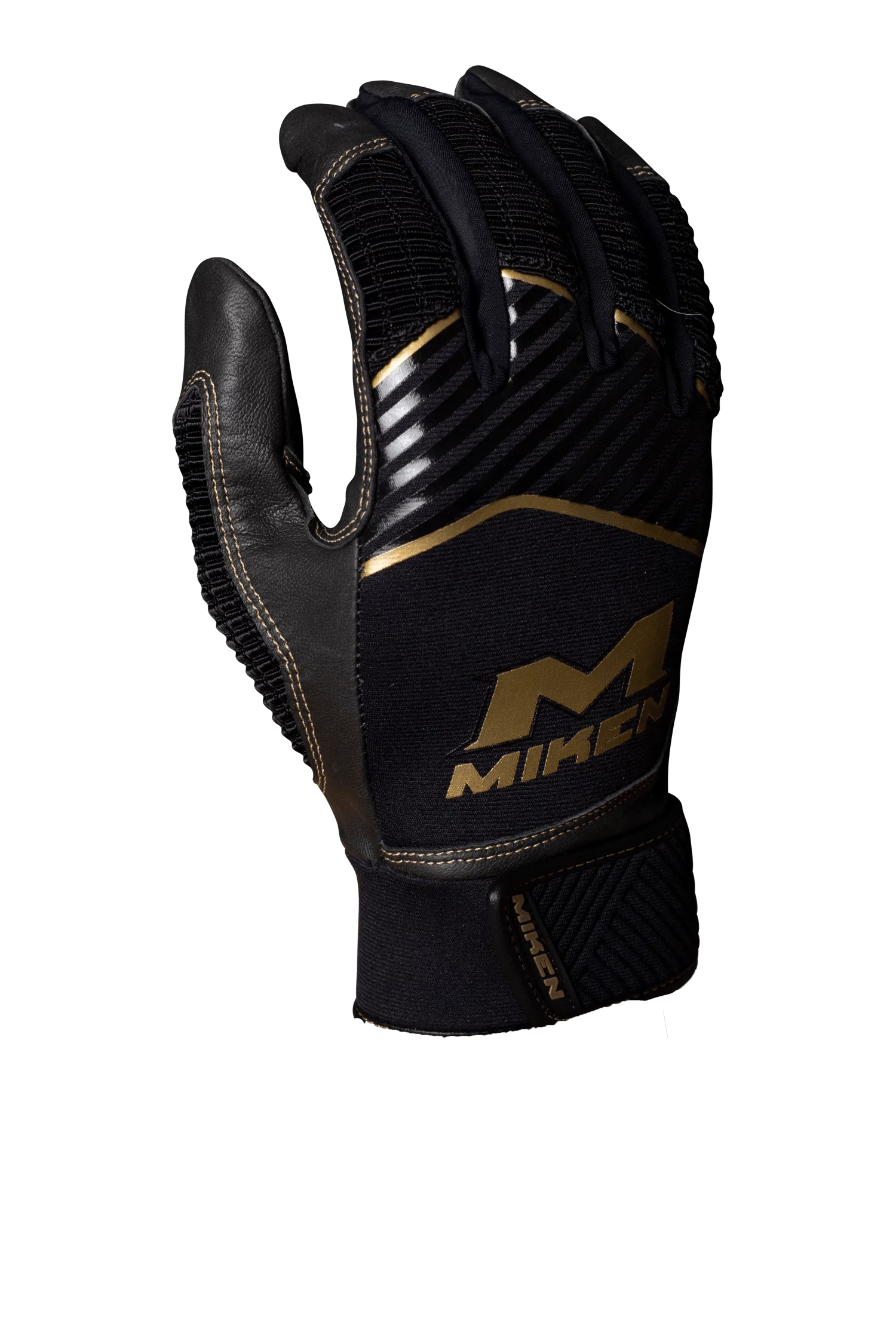 Miken Softball MK7X Adult Black And Gold Batting Gloves: MBGGLD-BLK