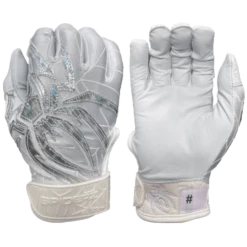 2022 Spiderz PRIZM Batting Gloves: White/Silver