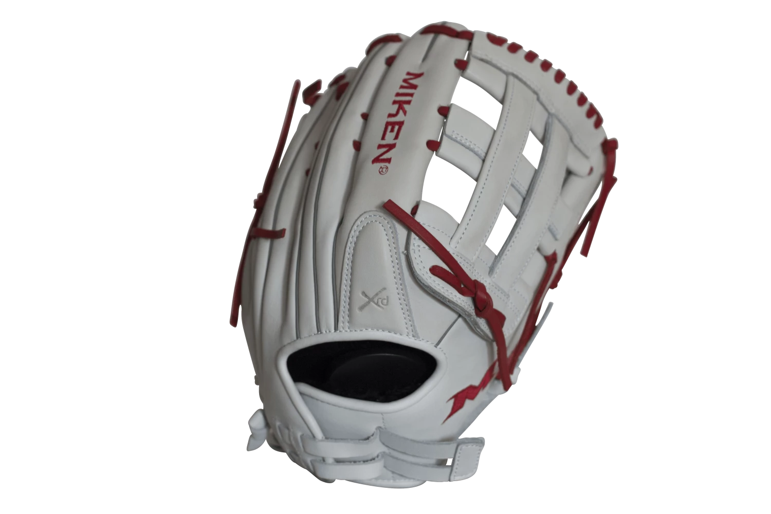 Miken Pro Series 13.5" Slow Pitch Fielding Glove - White/Scarlet: PRO135WS