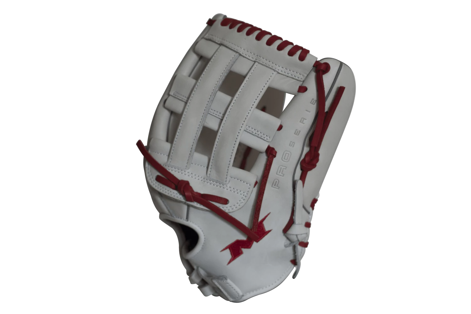 Miken Pro Series 13.5" Slow Pitch Fielding Glove - White/Scarlet: PRO135WS - Image 4