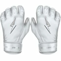 Bruce Bolt PREMIUM PRO Chrome Series Short Cuff Batting Gloves: White