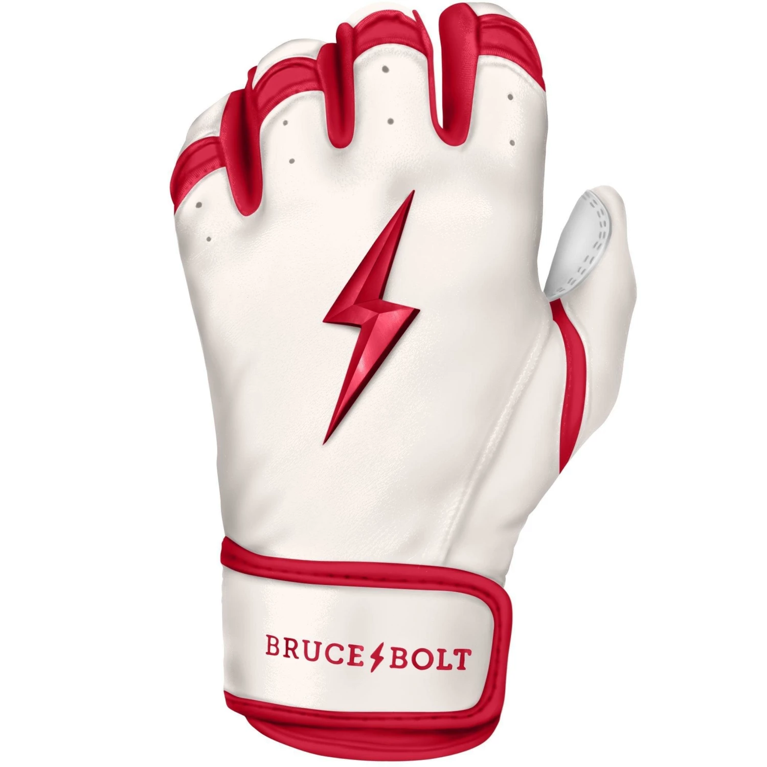 Bruce Bolt PREMIUM PRO BADER Series Short Cuff Batting Gloves: White - Image 2