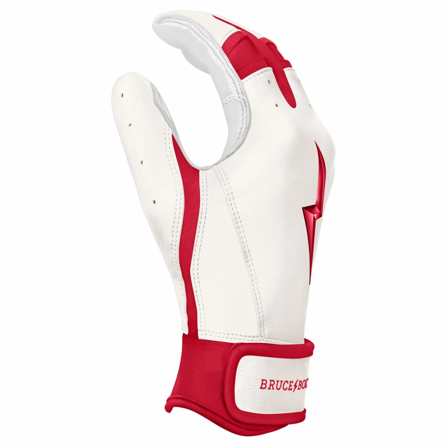 Bruce Bolt PREMIUM PRO BADER Series Short Cuff Batting Gloves: White - Image 5