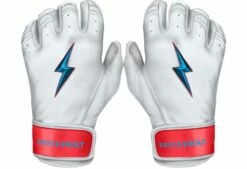 Bruce Bolt PREMIUM PRO BRINSON Series Short Cuff Batting Gloves: White