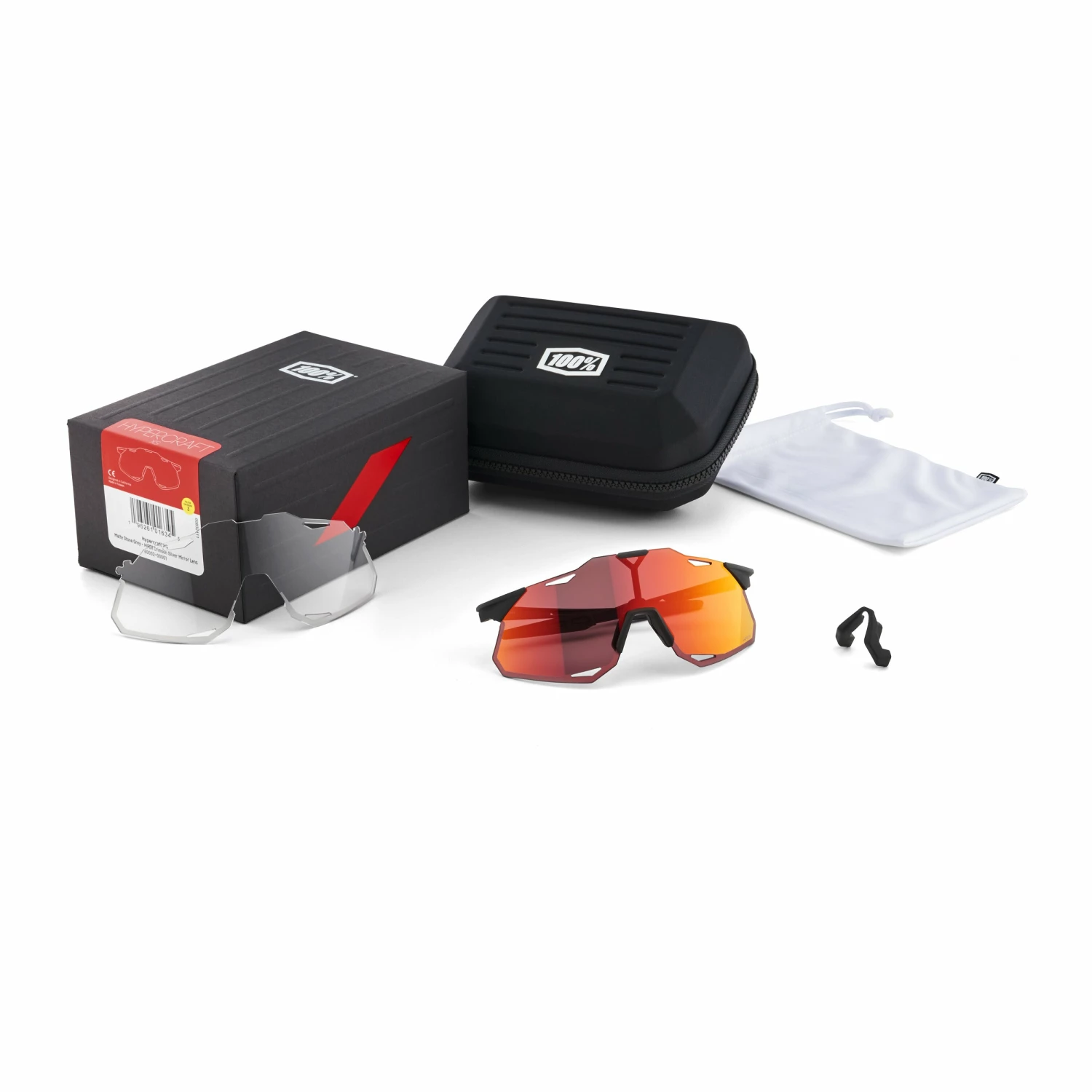 100% HYPERCRAFT XS (Youth) Sunglasses Soft Tact Black - HiPER Red Multilayer Mirror Lens - Image 2