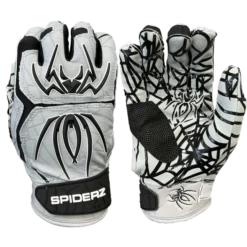 2023 Spiderz HYBRID Batting Gloves: Silver/Black