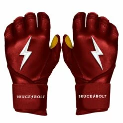 Bruce Bolt PREMIUM PRO Long Cuff Batting Gloves: Maroon