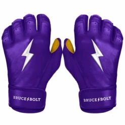 Bruce Bolt PREMIUM PRO Short Cuff Batting Gloves: Purple